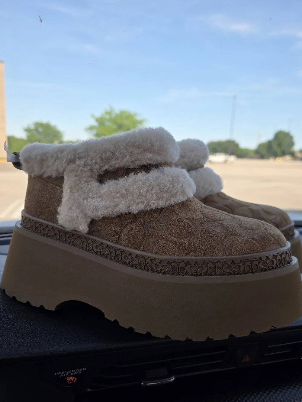 FLASH SALE- NWT- COACH Christina Bootie In Signature Suede Chestnut (No Box)